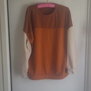 Amazon Women's Crew Neck Sweater - Brown and Cream